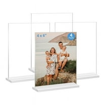 Acrylic Picture Frame 4x6 Inches, 4 Pack Plastic Frames Holder Standing,Double Sided Desktop Display