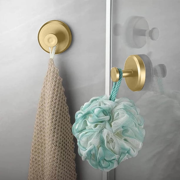 Fiudx Ganchos de Acero Inoxidable, Diseño Moderno con Ventosa, Gancho de Baño Duradero de Acero 304, Toallero de Vidrio Extraíble, Ideal para Cocina y Baño, Fácil Instalación, Solución Antioxidante.