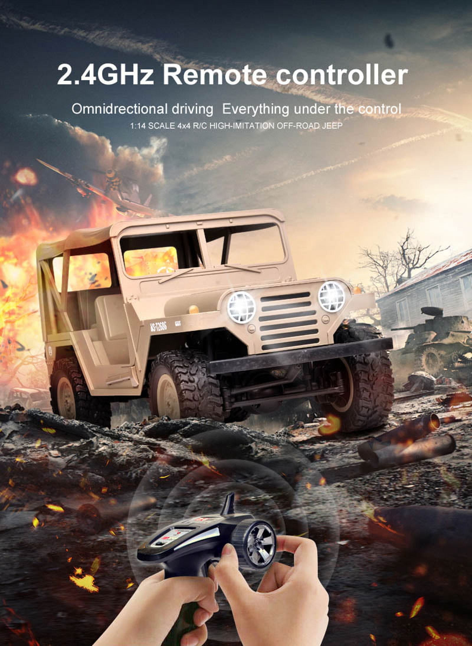 2.4Ghz Remote Control 1/14 Scale U.S M151 Jeep Military Vehicle 4WD Crawler Car RTR (Army Desert)
