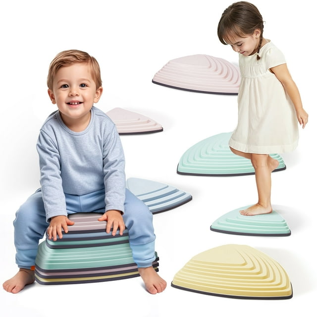 VEVOR Pierres d'Équilibre pour Enfants Parcours d'Obstacles Sensoriel 6 Pcs Extérieur Intérieur