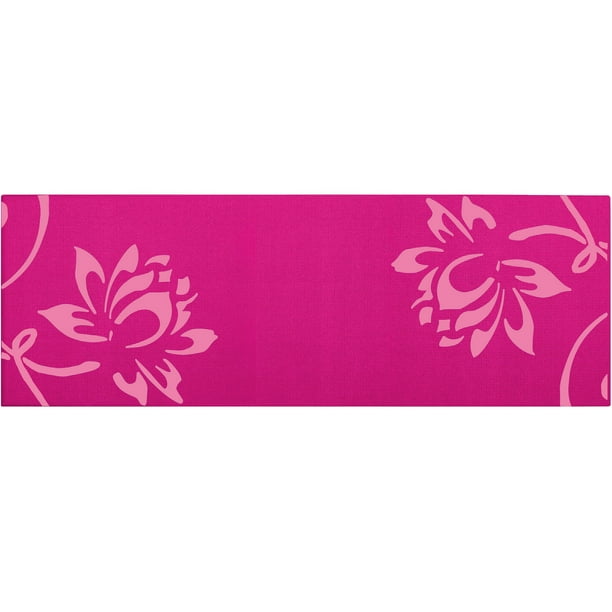 Renew 6mm Pink Yoga Mat with Pink Dahlia SilkScreened Design with