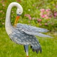 thumbnail image 4 of Set of 2 44" Tall Blue & White Metal Egret Garden Figurines, 4 of 6