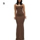thumbnail image 4 of Sonducket larga Vestido ajustado Ropa de fiesta Cami Correas Sin mangas Piel multicolor Cierre Multiusos Atractivo Vestidos Marrón/S, 4 of 6
