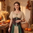 thumbnail image 4 of Renaissance Costume Women, Medieval Dress, Medieval Costume Women, Women's Medieval Renaissance Costume Cosplay Over Dress Halloween Vampire Bride Costumes Dress for Women, Brown L, 4 of 7