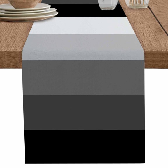 nqOlkjepod Black Grey Ombre Table Runner 36 Inches Long Farmhouse Dress Scarves, Modern Abstract Art Farmhouse Striped Dining Tablerunner for Coffee Table/Kitchen Island/Party, Small 13" x 36"