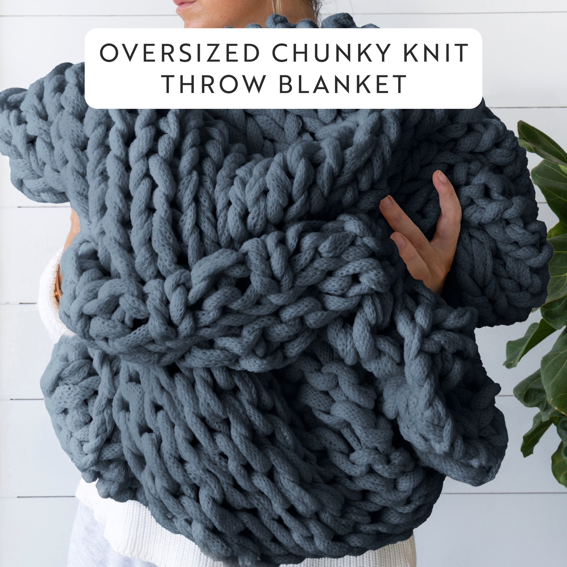 Stone Chunky Knit Throw Blanket, One Size, by Noble Linens