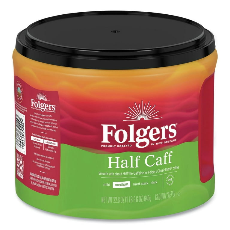 Coffee, Half Caff, 22.6 oz Canister, 6/Carton Coffee, Half Caff, 22.6 oz Canister, 6/Carton