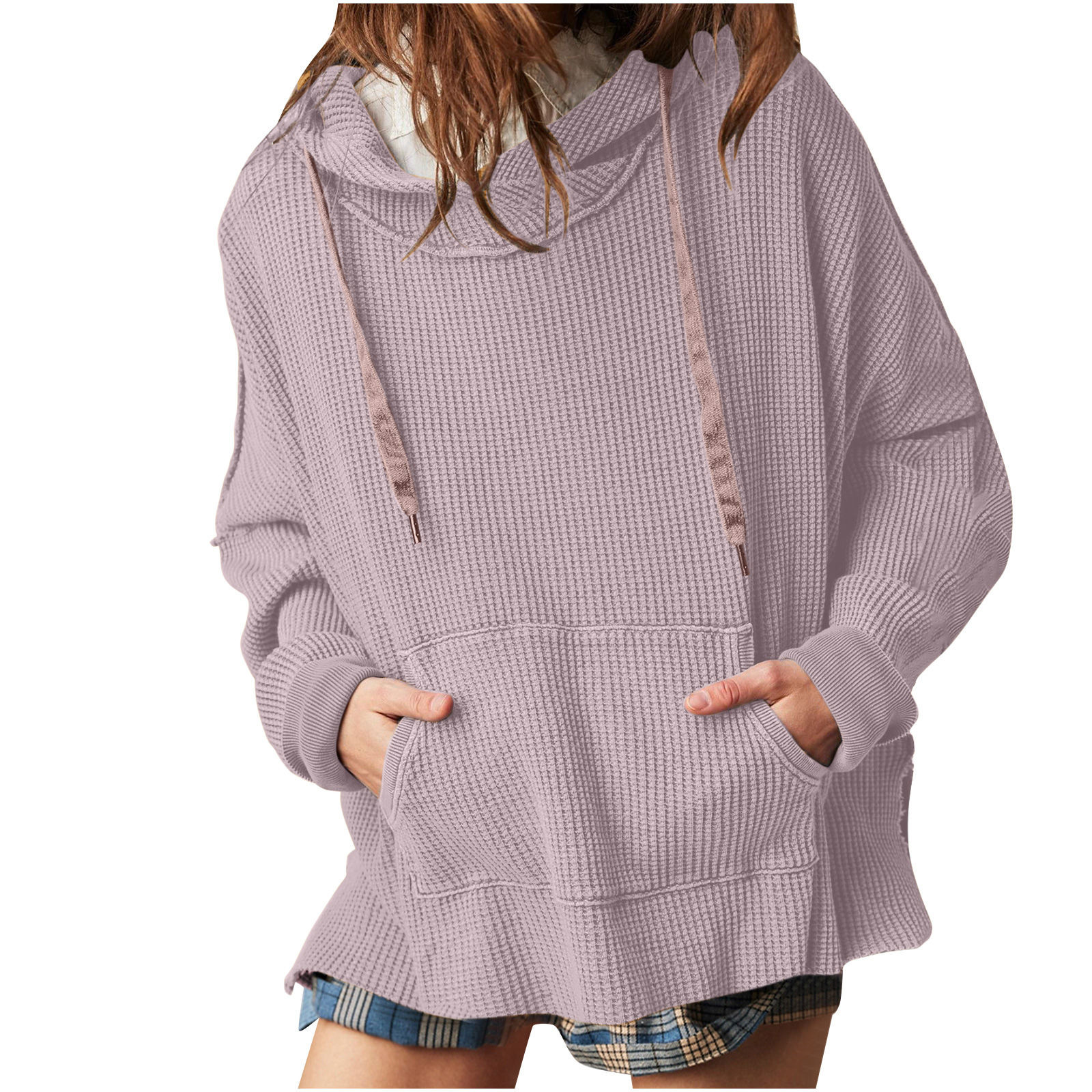 Sweat-shirt Homme Col V Boutonné Surdimensionné - Pull Gaufré Manches Longues, Coupe Ample Pour Automne/hiver