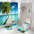Bathroom r Waterproof Shower Curtain Set Toilet Cover NonSlip Bath Mat