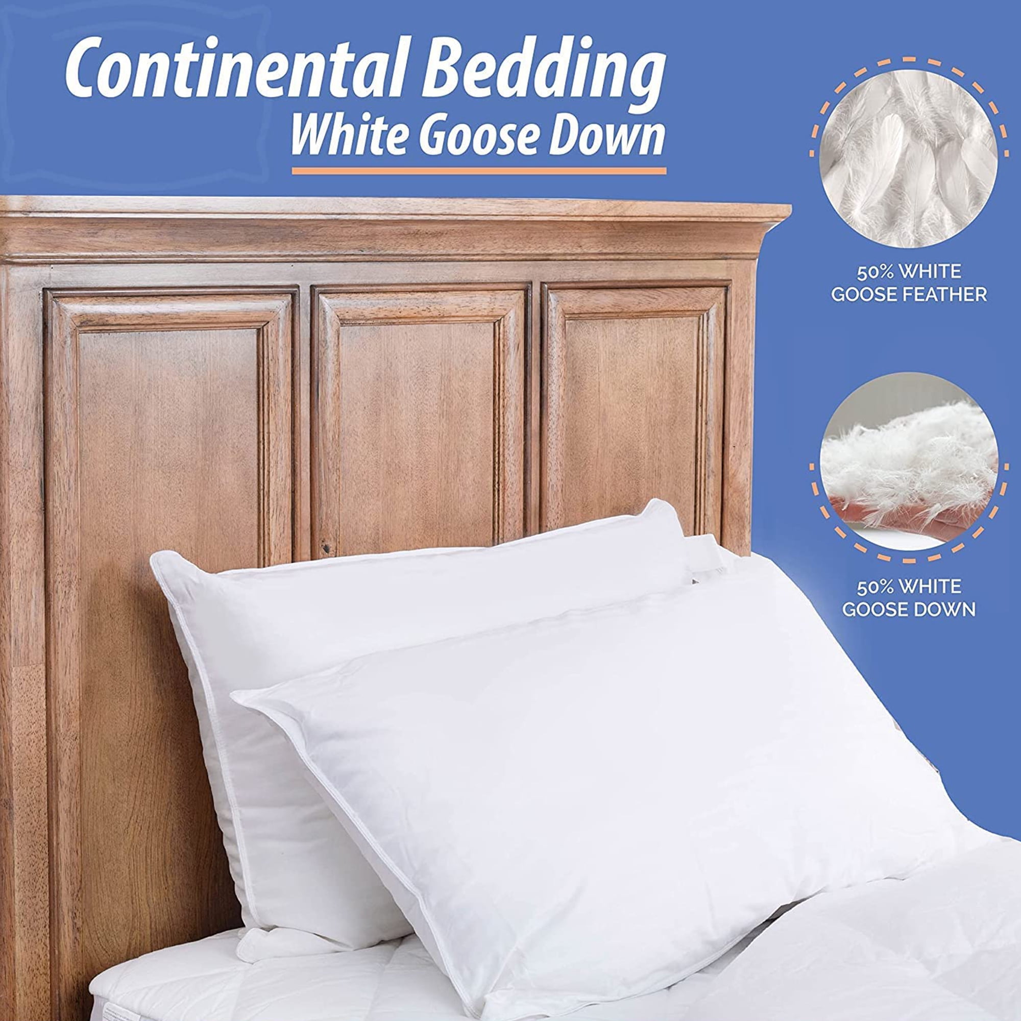 Continental Bedding 50 50 Blend Goose Down Feather Pillow Pack of 1 Queen Size Walmart