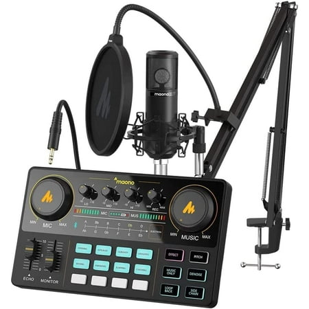 Podcast Equipment Bundle-MAONO MaonoCaster Lite -Audio Interface-All in ...
