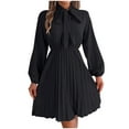 thumbnail image 2 of Taylonsss Clearance Women Temperament Solid Color Waistband Long Sleeved Pleated Skirt, 2 of 7
