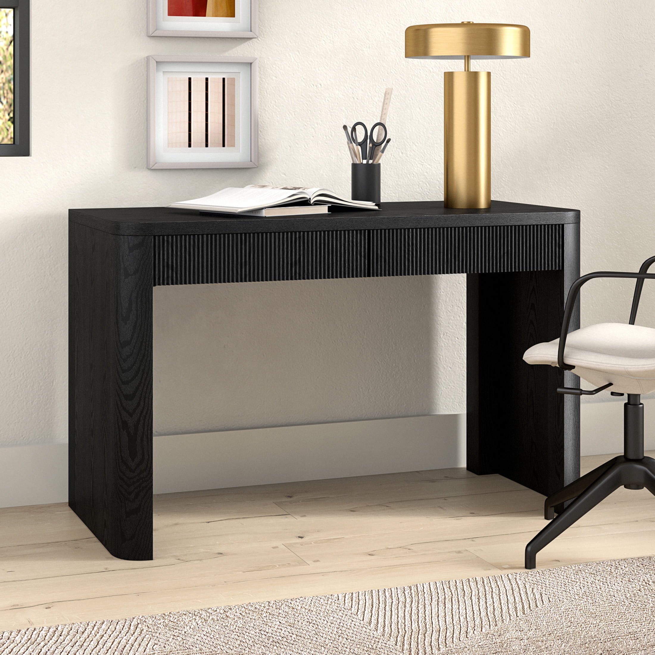 Evelyn&Zoe Modern/Contemporary 47.5" Wide Black Grain Home Office
