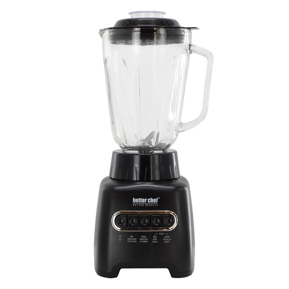 Better Chef 500-Watt Glass Jar 12 Preset Function Blender in Black