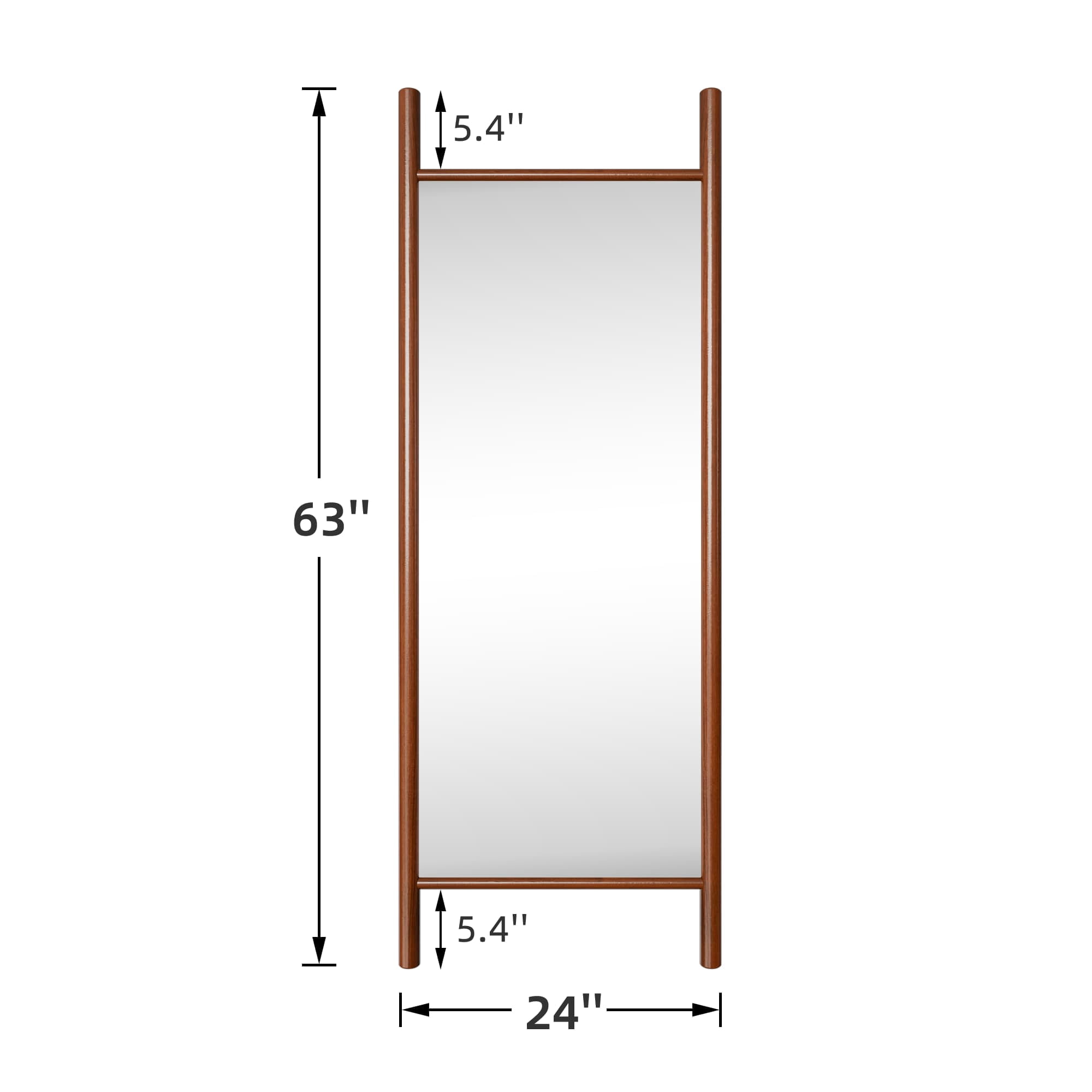 63"x24" Wood Full Length Mirror Ladder Rectangle Floor Mirror, Walnut