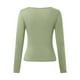 thumbnail image 4 of Top corto ajustado de manga larga para mujer: camiseta ajustada con cuello redondo, poliéster y spandex, diseño básico liso para hacer ejercicio, yoga y estilo informal., 4 of 4