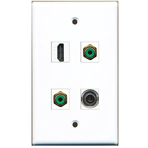 RiteAV - 1 Port HDMI 2 Port RCA Green 1 Port 3.5mm Wall Plate