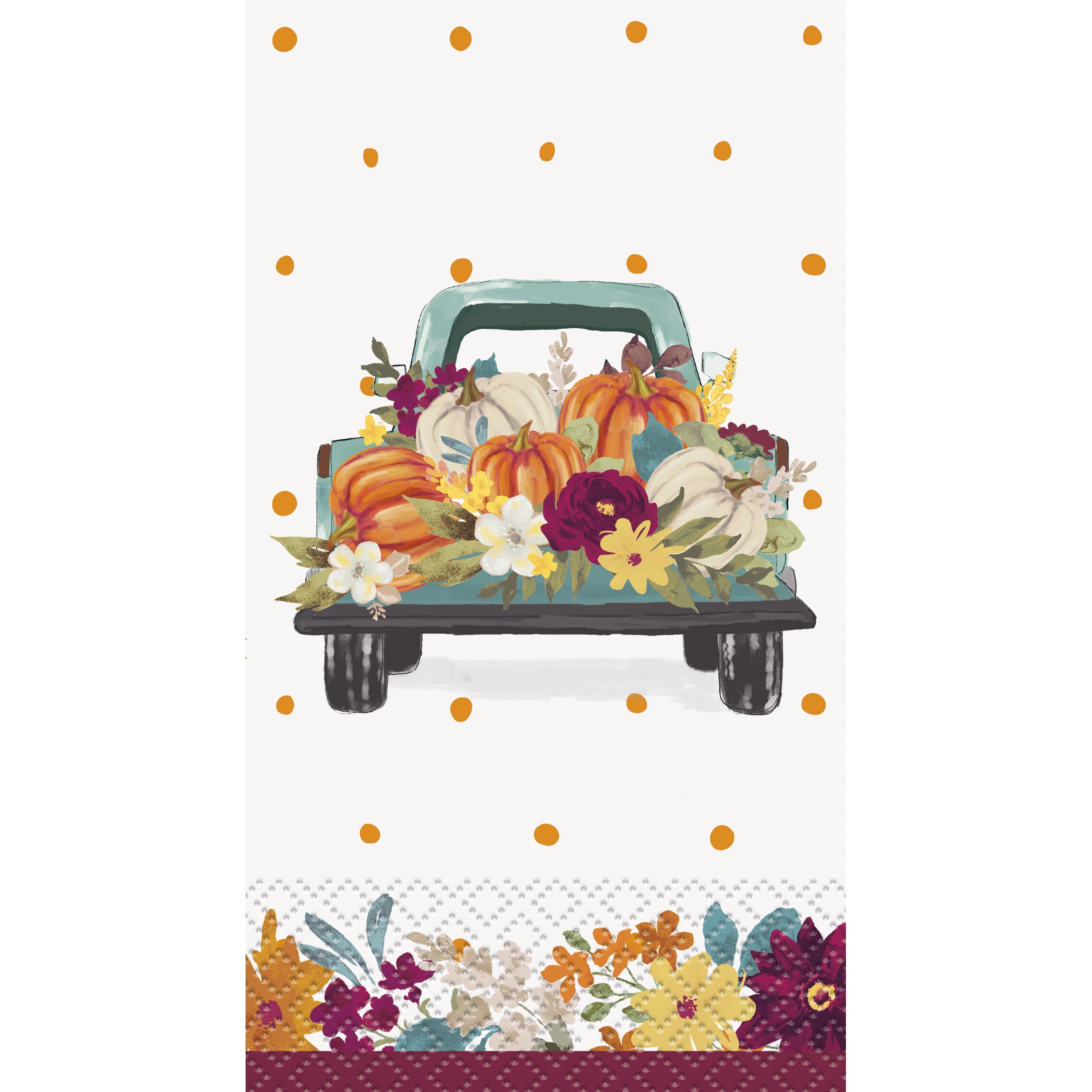 Pioneer Woman Pumpkin Dot Truck Thanksgiving Paper Guest Napkins, 7.75in x 4.5in, 48ct