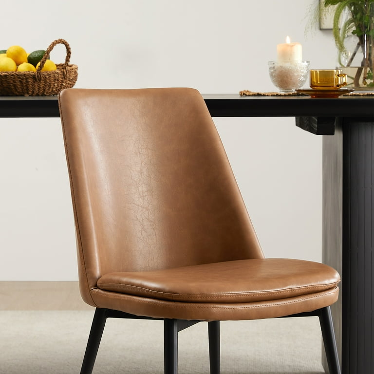 Brown leatherette dining chairs discount