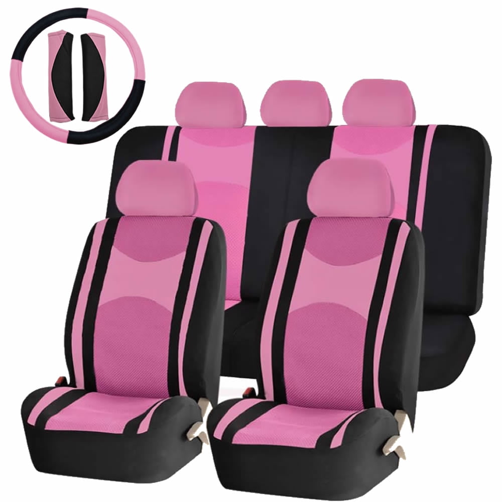 U.A.A. Inc ® Pink & Black Premium Mesh Seat Covers 40/50/60