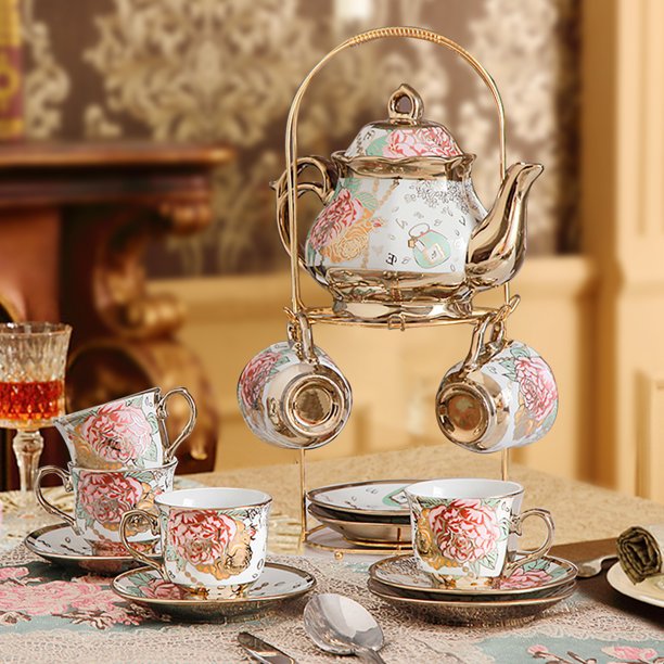 MIKOO 13Piece Porcelain Ceramic Coffee Tea Gift Sets, Cups and Saucer