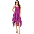 thumbnail image 5 of Sakkas Lady Mary Jacquard Corset Style Bodice Lightweight Handkerchief Hem Dress - Purple - One Size, 5 of 5