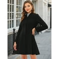 thumbnail image 3 of DARING DIVA Women's A-Line Long Sleeve Single Breasted Peplum Hem Long Coat Black S, 3 of 7