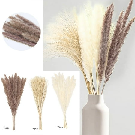 FENGYIKEJI Artificial flowers Clearance 40 Stems 15 Brown 15 Ivory 10 Reeds Grass Exaggerated Grass Flower Arrangement Dry Flower Grass Dry Home Wedding Decor Beige