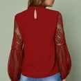 thumbnail image 5 of STETMN Womens Lantern Long Sleeve Blouse Causal Trendy Lace Dressy Versatile Outfits, 5 of 7