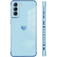 thumbnail image 4 of Compatible with Samsung Galaxy S21 FE Case Love Heart Plating Electroplate Luxury Elegant Case Camera Protector Soft TPU Protective Corner Back Cover Galaxy S21 Fe Case -Blue, 4 of 5