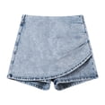 thumbnail image 4 of DHFJKG Womens Denim High Waist Skirts With Built In Shorts Asymmetrical Wrap Stretch Casual Mini Skorts Stylish Skirt, 4 of 5