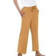 thumbnail image 5 of Wide Leg Linen Pants Women Summer Baggy Boho Casual Elastic Waist Long Lounge Travel Pants Trousers with Pockets Orange XL, 5 of 6