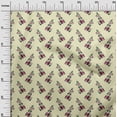 thumbnail image 2 of oneOone Cotton Cambric Light Yellow Fabric Leaves & Floral Block Dress Material Fabric Print Fabric By The Yard 56 Inches, 2 of 4
