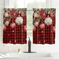 thumbnail image 3 of Red Black Plaid Christmas Ball Kitchen Curtains 54 in Long, Xmas Poinsettia Snowflake Rod Pocket Window Curtains Panels for Bedroom/Bathroom/Nursery, Light Filtering Treatment Curtains Drapes 42"x54", 3 of 5
