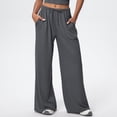 thumbnail image 4 of Bloomae Womens Yoga Sweatpants Loose Fit Casual Wide Leg Drawstring High Waisted Lounge Pajamas Pants Comfy Workout Loose Pants with Pockets Dark Gray L, 4 of 4