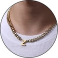 thumbnail image 1 of Collar de cadena de eslabones cubanos con inicial Az para niños, hombres y mujeres, colgante de letras de acero inoxidable de 6,5 mm y 18 + 2 pulgadas, regalo de joyería Tw-F-Gold-Código de producto 3, 1 of 3