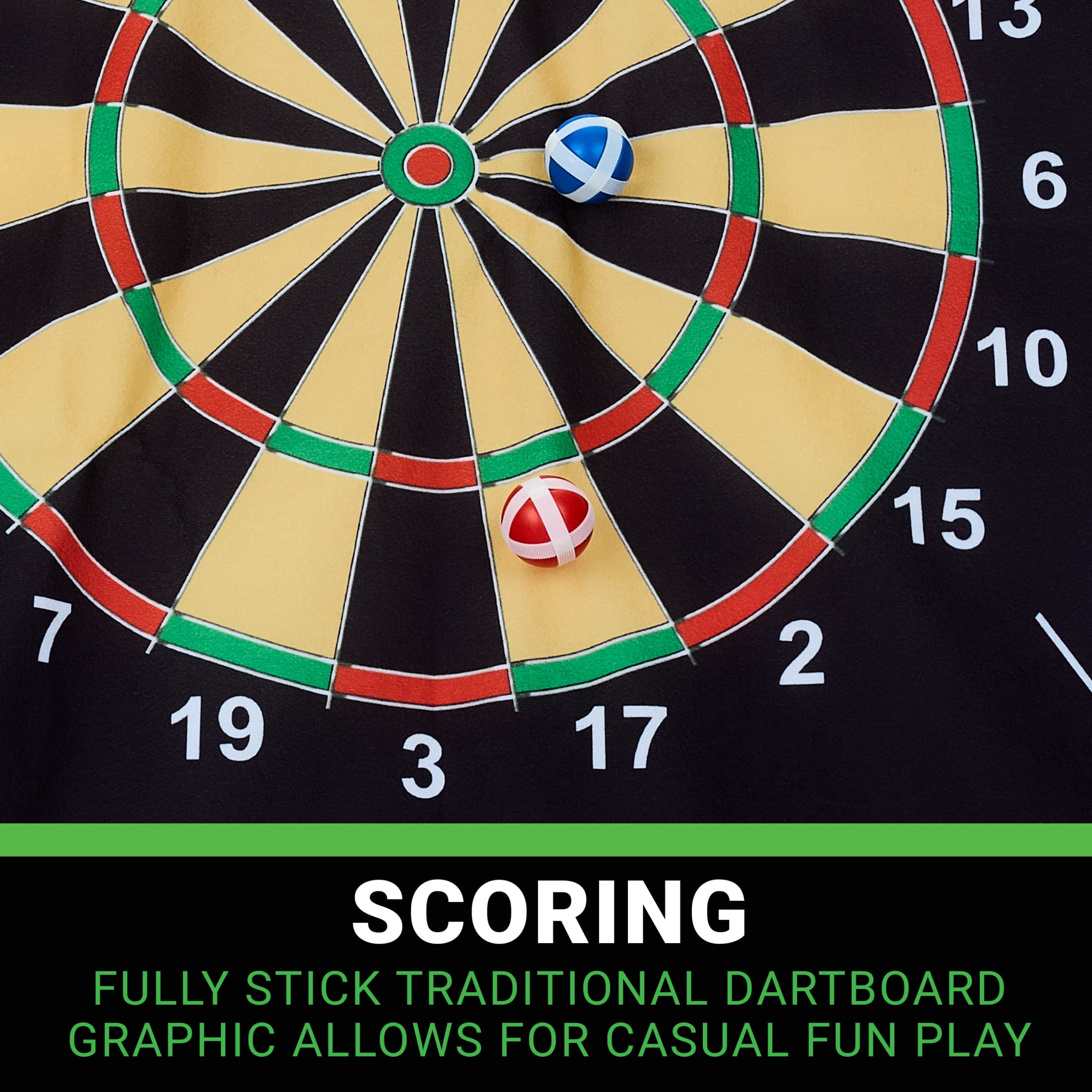 Franklin Sports Kids Dartboard Target Toss Game - Over The Door Ball Dart Game with Target + (6) Self-Stick Balls - Indoor - Boys + Girls - Ages 6+
