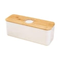 thumbnail image 1 of Caja de pan con tapa de madera, organizador para tostadas, galletas y bagels. tapa de agujero blanco, 1 of 9