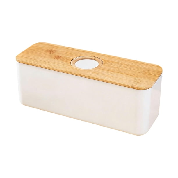Panera con tapa de madera, elegante recipiente para bocadillos, donas y panes caseros. tapa de agujero blanco