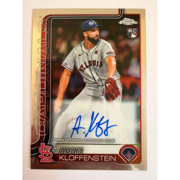Collectible 2025 Topps Chrome Adam Kloffenstein Auto RC RA-AK St Louis Cardinals Baseball Card St. Louis Cardinals MLB Autographed Baseball Trading Card