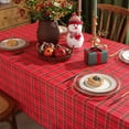 thumbnail image 4 of Christmas Rectangle Tablecloth, Buffalo Plaid Vinyl Table Cloths with Flannel Backing Waterproof Stain Resistant Table Covers for Xmas Parties Holiday Decoration(red,60"x102"), 4 of 6