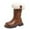 Brown, variant on lnmuld Winter Boots for Girls Girls Winter Thigh High Boots with Side Zip Warm Solid Color Data Boots for Cold Weather Comfort and Style