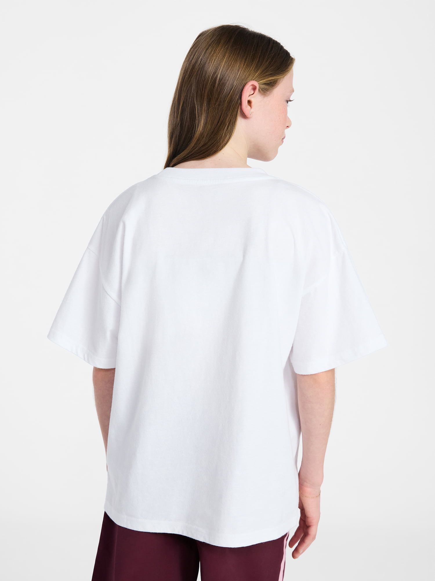 Weekend Academy Girls Oversized Graphic Tee with Short Sleeves, Sizes 4-18