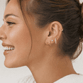 thumbnail image 4 of VEEDOFA 6 Pairs Small Gold Huggie Hoop Earrings for Women, 14K Gold Plated Hypoallergenic Mini Creole Hoops Set with CZ, Pearl & Twisted Design, 4 of 6