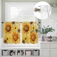 thumbnail image 5 of Kitchen Window Curtains Valance and Tier Set, Farmhouse Sunflower Bee on Linen Rod Pocket Tier Curtain Valance Set, Retro Pastoral Yellow Flower Light Filtering Cafe Curtains for Bedroom Living Room, 5 of 9