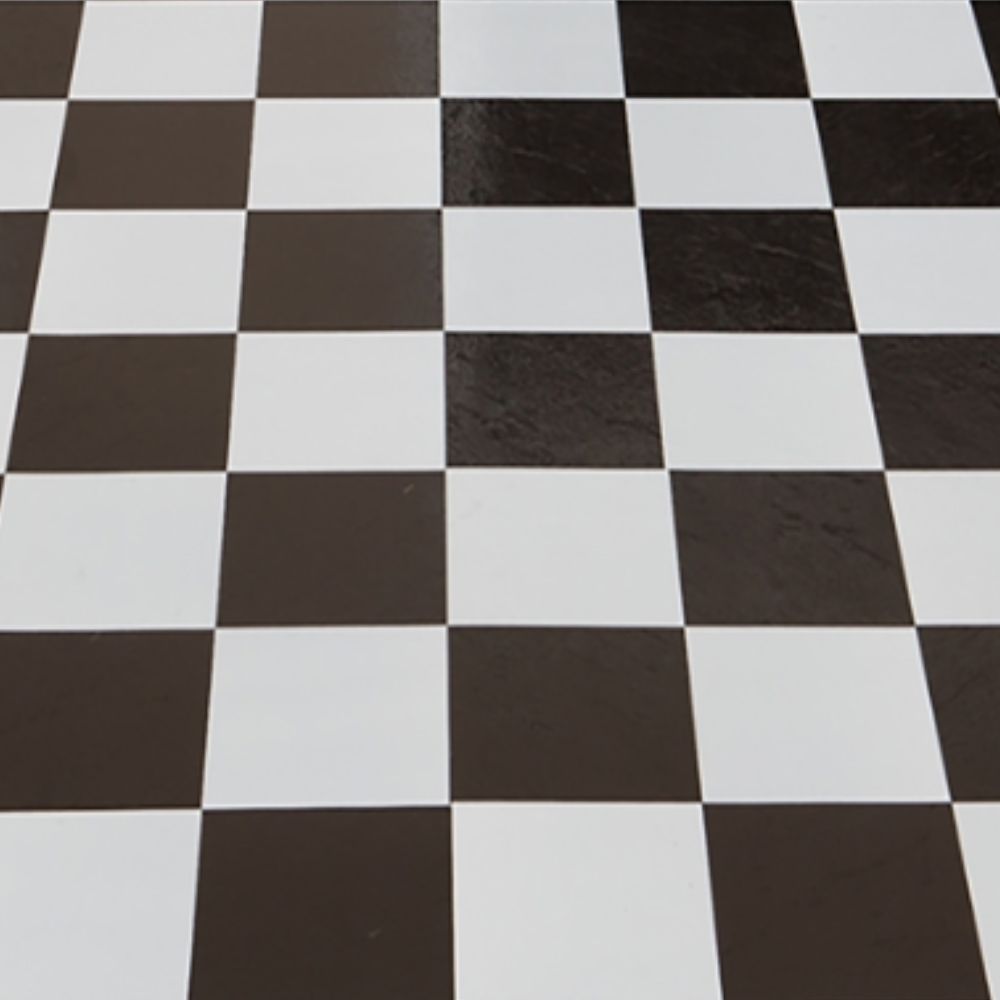 Ergode Tivoli Black & White 12x12 Self Adhesive Vinyl Floor Tile - 45 Tiles/45 sq. Ft