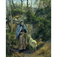 thumbnail image 2 of Pissarro, Camille 15x18 Black Ornate Wood Framed with Double Matting Museum Art Print Titled - The Goat Girl, 2 of 4