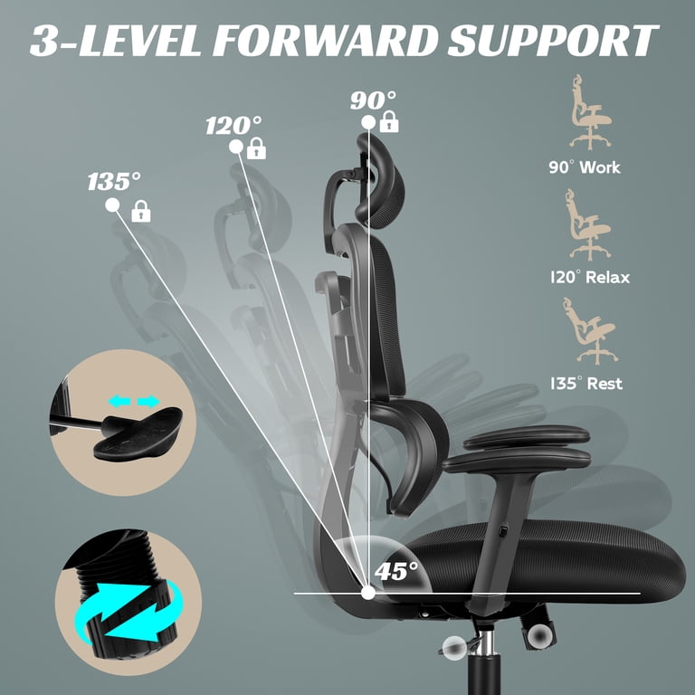 Coolhut High Back Ergonomic Office Chair, Mesh Black photo 6