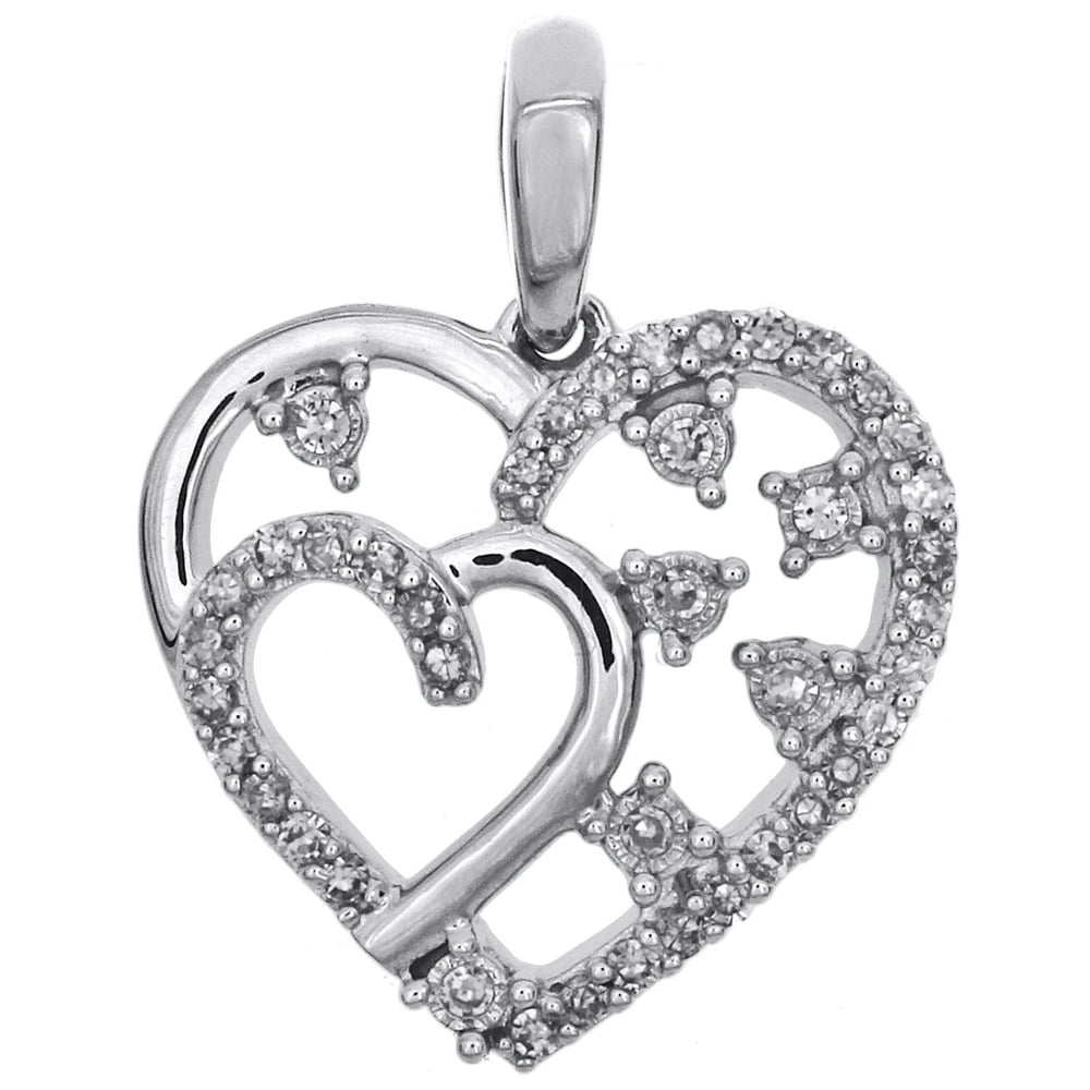 JFL Diamonds & Timepieces - 14K White Gold Round Diamond Cluster Heart ...