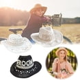 thumbnail image 3 of Harmtty Bride Hollow Cowboy Hat for Women Summer Handwoven Straw Hat Beach Vacation Sunshade Cap for Outdoor Travel, 3 of 7